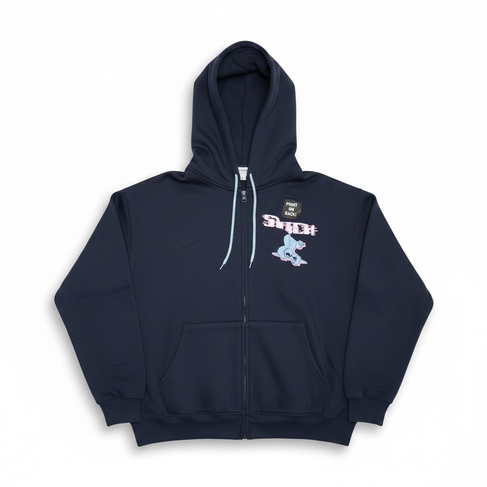 Disney Stitch Zip Hoodie Juniors XL Blue Graphic Print Y2K Kawaii